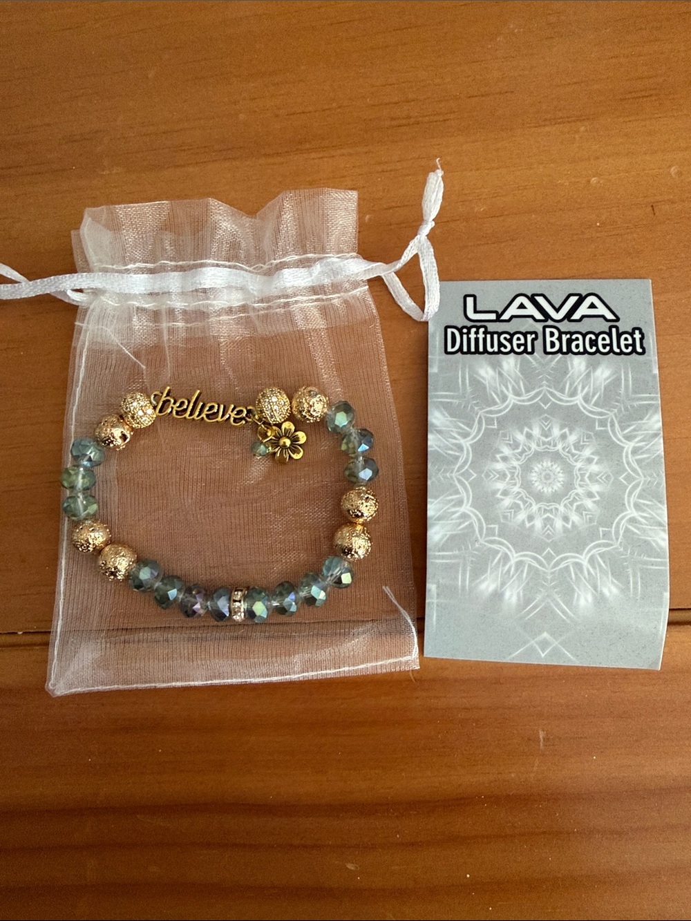 LAVA 'Believe' Gold and Iridescent Beaded Diffuser Bracelet